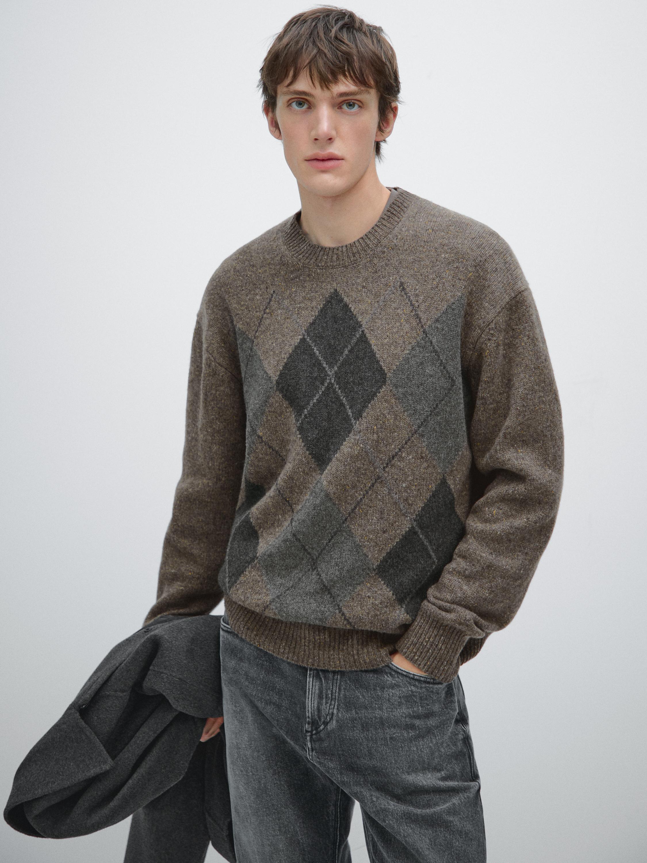 Pull à losanges en maille de laine